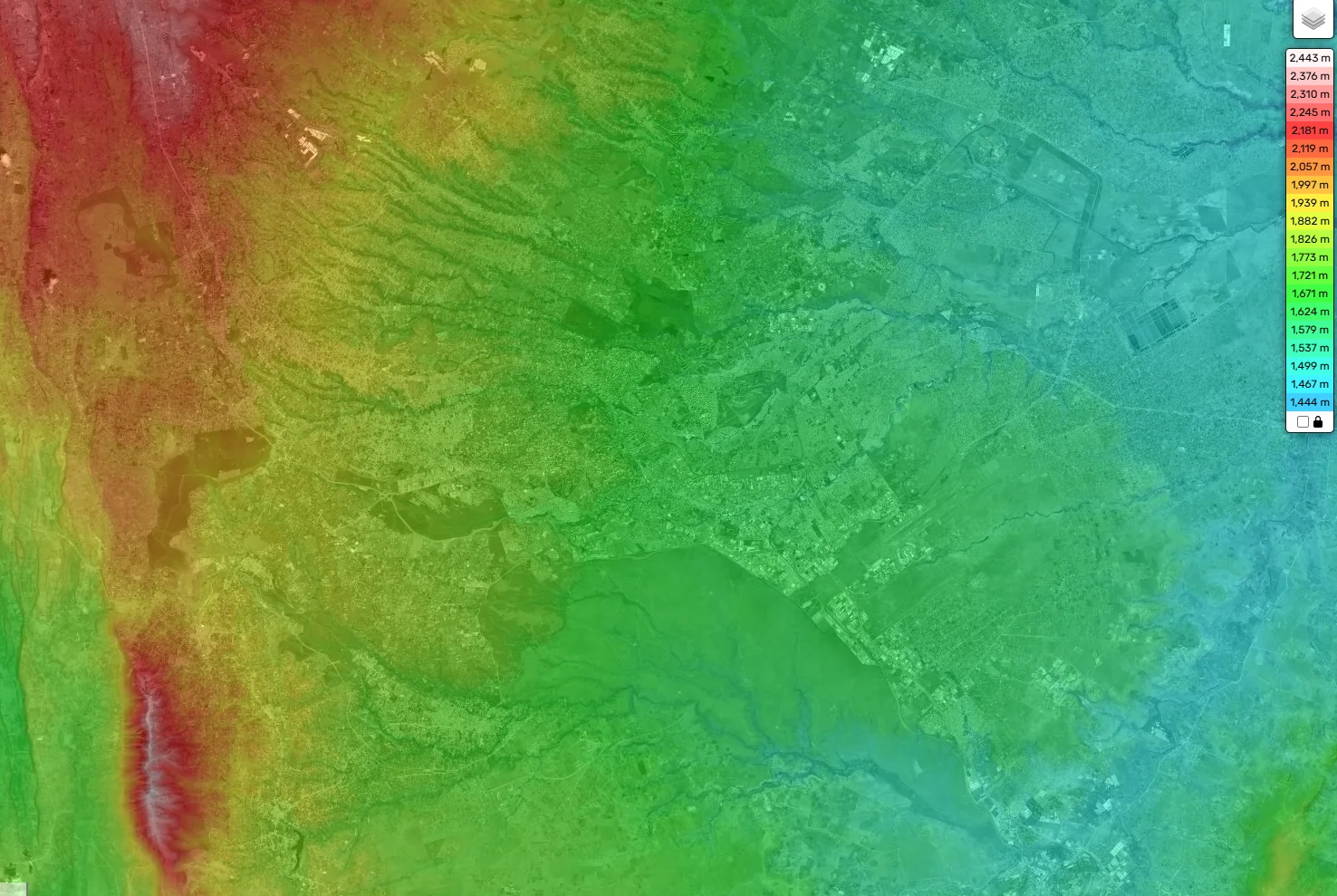 Detailed elevation surface over an urban area