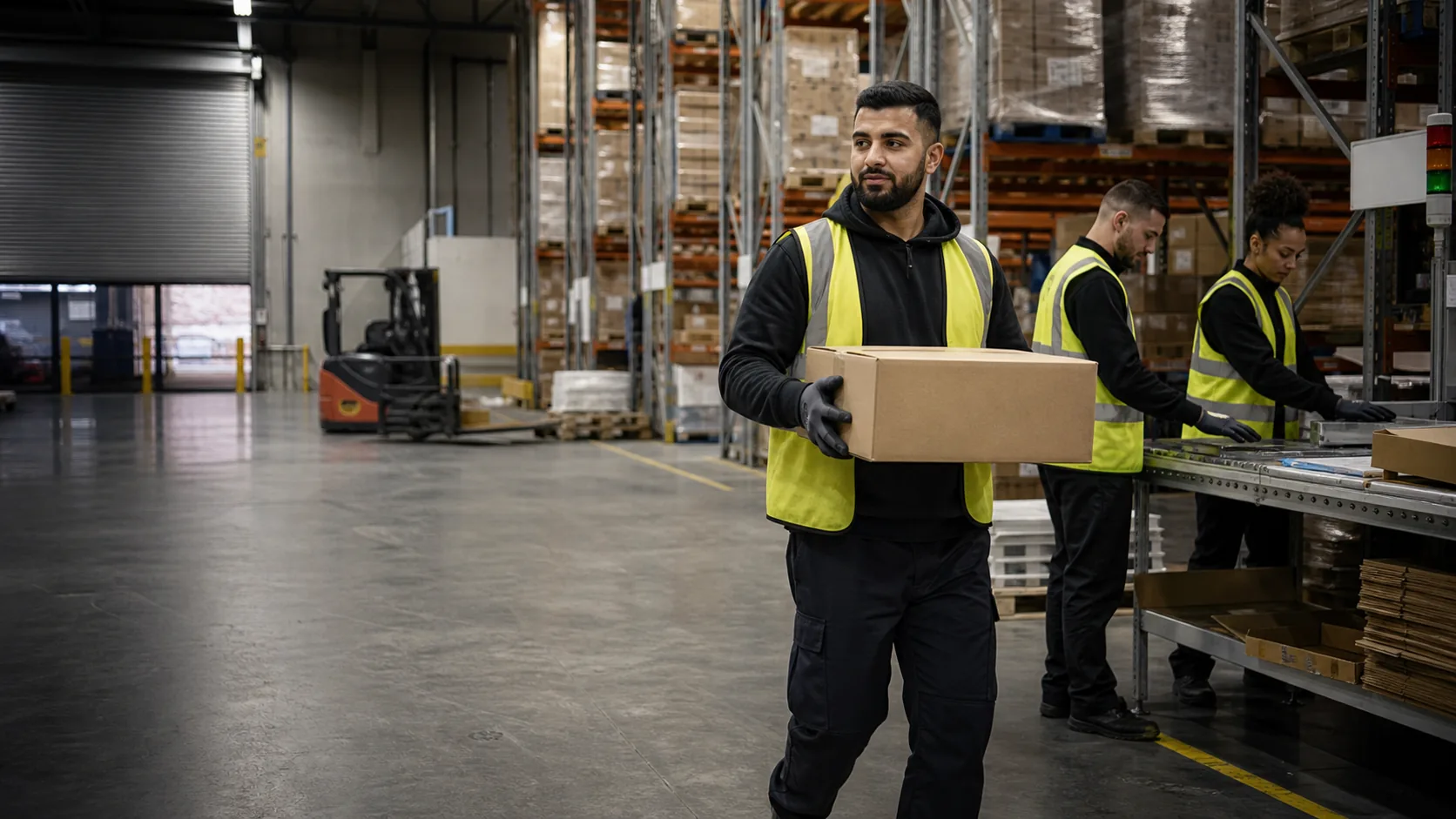Warehouse and industrial workforce imagery used in the Swift Staffing website